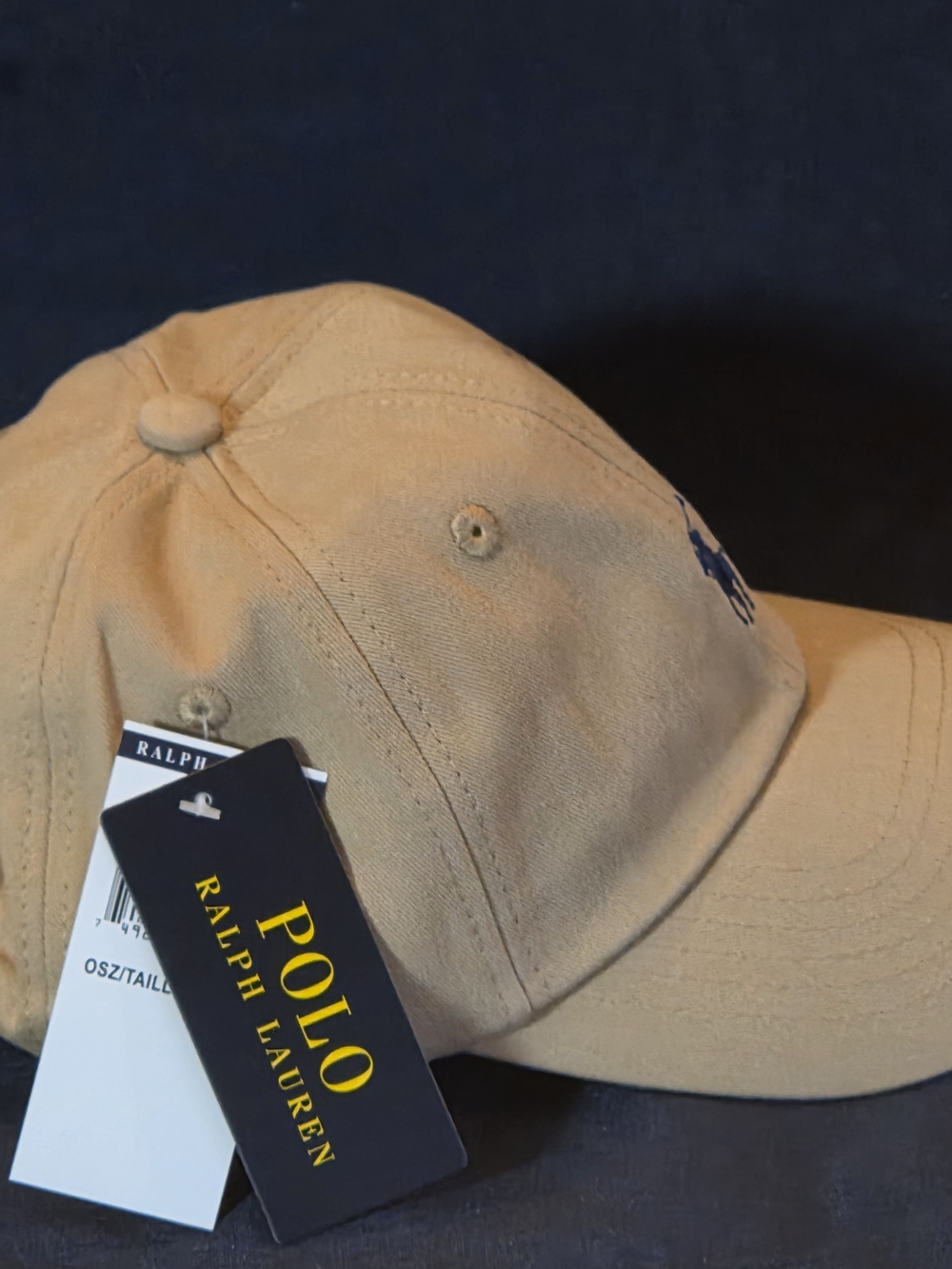 Polo by Ralph Lauren Khaki Baseball Cap with Navy Logo - Picture 5 of 5